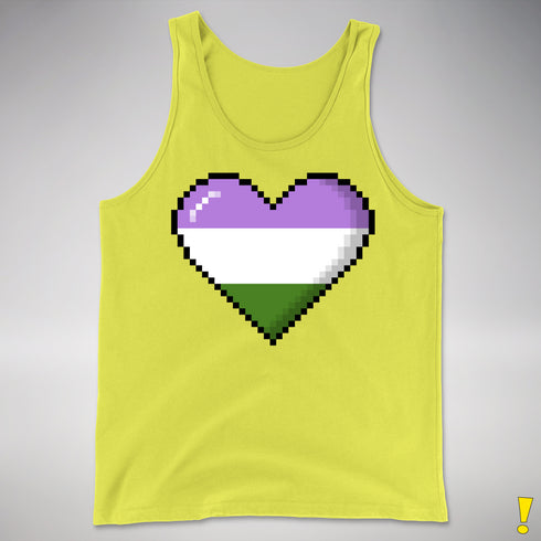 Genderqueer Pride 8-Bit Pixel Heart Premium Tank Top - Neon Yellow